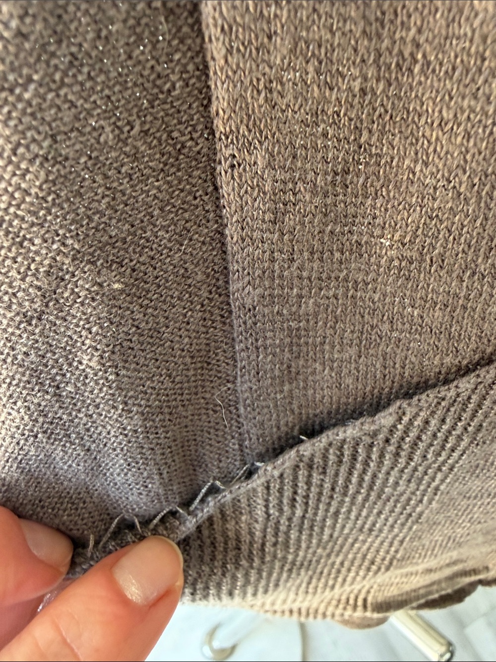 Eileen Fisher Brown V-Neck Linen Pocket Cardigan, Size XS. - Picture 3 of 8